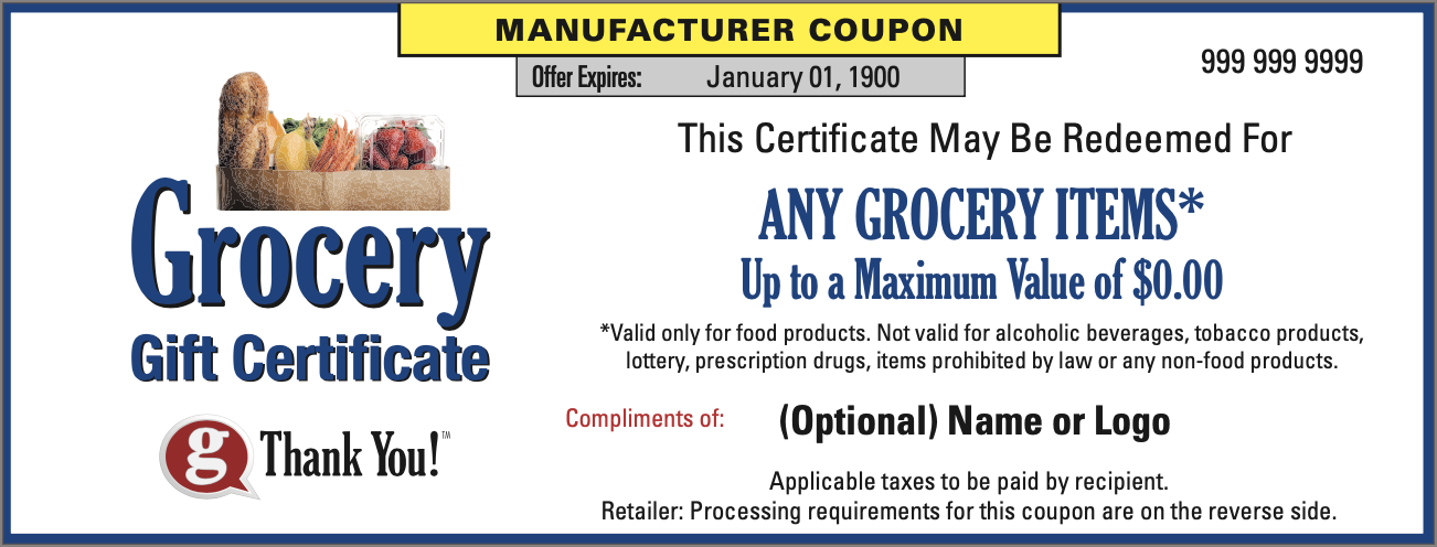 gThankYou! Grocery Gift Certificate